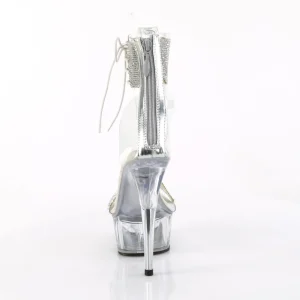 Argent 15 cm DELIGHT-627RS transparentes plateforme talon haut avec bande de cheville