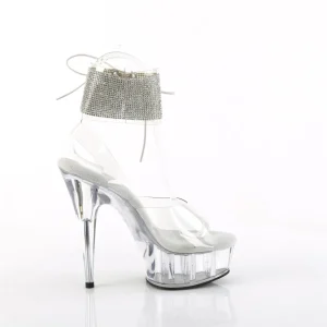 Argent 15 cm DELIGHT-627RS transparentes plateforme talon haut avec bande de cheville