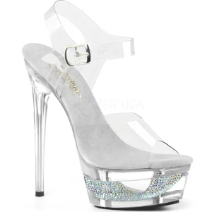 Argent 16,5 cm ECLIPSE-608DM Sandales Talons Aiguilles
