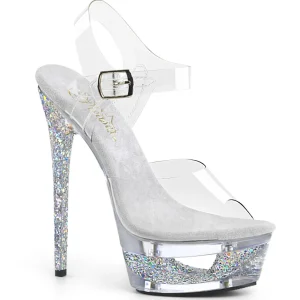 Argent 16,5 cm ECLIPSE-608GT Sandales Talons Aiguilles