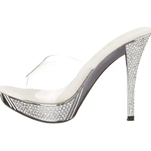 Argent 11,5 cm ELEGANT-401 Pierre strass plateforme mules femme