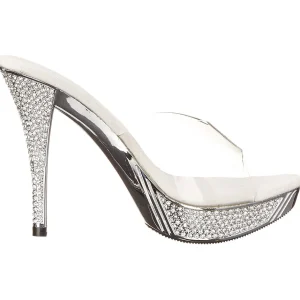 Argent 11,5 cm ELEGANT-401 Pierre strass plateforme mules femme