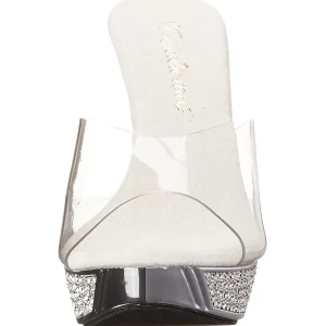 Argent 11,5 cm ELEGANT-401 Pierre strass plateforme mules femme