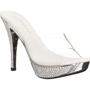 Argent 11,5 cm ELEGANT-401 Pierre strass plateforme mules femme