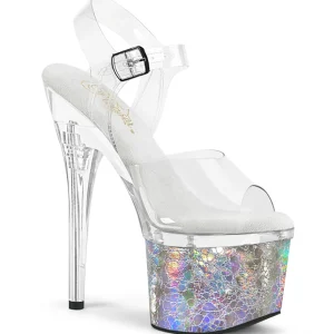 Argent 18 cm ESTEEM-708CK chaussures plateforme et talons glitter