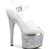 Argent 18 cm ESTEEM-708DM-2 chaussures à talons plateforme strass