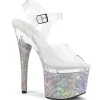 Argent 18 cm ESTEEM-708DM chaussures à talons plateforme strass