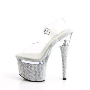 Argent 18 cm ESTEEM-708DM chaussures à talons plateforme strass