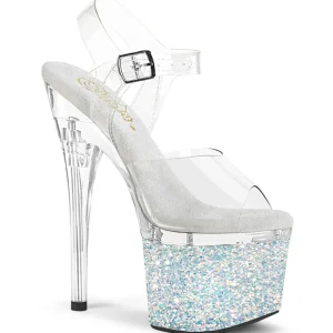 Argent 18 cm ESTEEM-708LG-2 chaussures plateforme et talons glitter