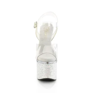 Argent 18 cm ESTEEM-708LG-2 chaussures plateforme et talons glitter