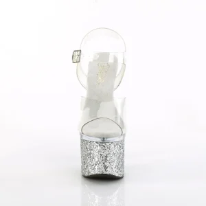 Argent 18 cm ESTEEM-708LG chaussures plateforme et talons glitter