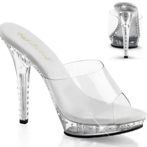 Argent 13 cm Fabulicious LIP-101LS Strass Plateforme Mules Hautes