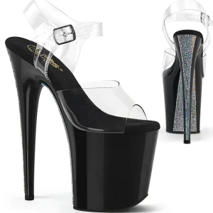 Argent 20 cm FLAMINGO-808CRS-2 chaussures à talons plateforme strass