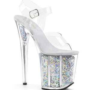 Argent 20 cm FLAMINGO-808GF etincelle talons avec plateforme