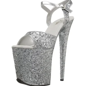 Argent 20 cm FLAMINGO-810LG etincelle talons avec plateforme