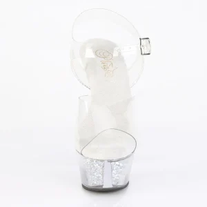 Argent 15 cm KISS-208RSI chaussures à talons strass transparent plateforme