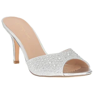 Argent 8,5 cm LUCY-01 etincelle plates mules talons hauts
