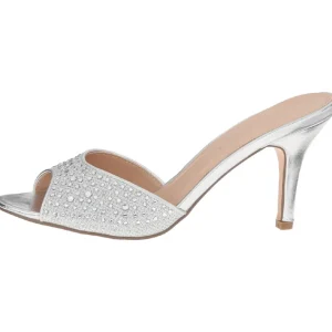 Argent 8,5 cm LUCY-01 etincelle plates mules talons hauts