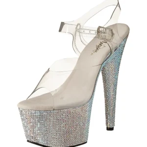 Argent 18 cm Pleaser BEJEWELED-708DM Strass Plateforme Talons Hauts