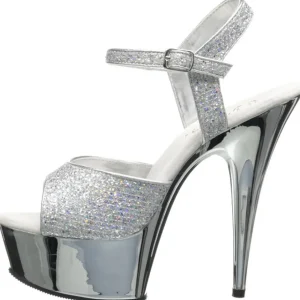 Argent 15 cm Pleaser DELIGHT-609G Chrome Plateforme Talons Hauts