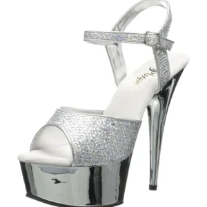 Argent 15 cm Pleaser DELIGHT-609G Chrome Plateforme Talons Hauts