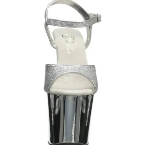Argent 18 cm Pleaser REVOLVER-709G Talons Aiguilles Chrome Plateforme