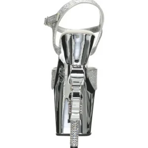 Argent 18 cm Pleaser REVOLVER-709G Talons Aiguilles Chrome Plateforme
