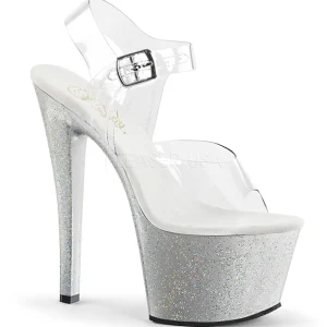 Argent 18 cm Pleaser SKY-308MG chaussures à talons etincelle