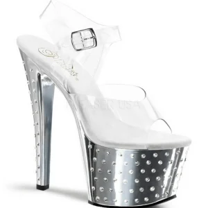 Argent 18 cm Pleaser STARDUST-708 Talons Aiguilles Chrome Plateforme