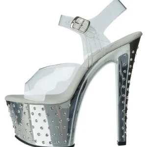 Argent 18 cm Pleaser STARDUST-708 Talons Aiguilles Chrome Plateforme