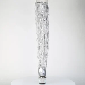 Argent 15 cm pole dance exotic botte overknee plateforme frangees strass