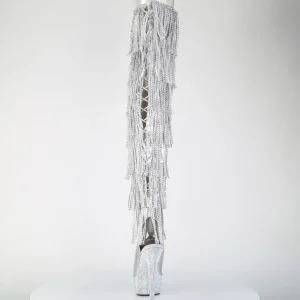 Argent 15 cm pole dance exotic botte overknee plateforme frangees strass