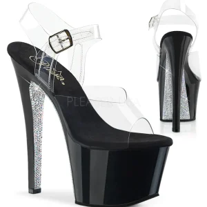 Argent 18 cm SKY-308CRS chaussures à talons plateforme strass
