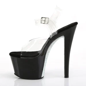 Argent 18 cm SKY-308CRS chaussures à talons plateforme strass