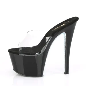 Argent 18 cm SKY-301CRS mules plateforme talon haut strass