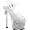 Argent 18 cm SKY-308RSI chaussures à talons strass transparent plateforme
