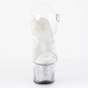 Argent 18 cm SKY-308RSI chaussures à talons strass transparent plateforme