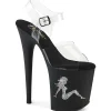 Argent 20 cm 808TGRS chaussures à talons plateforme strass