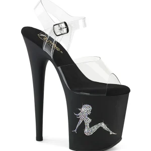 Argent 20 cm 808TGRS chaussures à talons plateforme strass