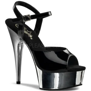 Argent chrome plateforme 15 cm DELIGHT-609 talons hauts pleaser