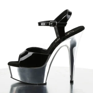 Argent chrome plateforme 15 cm DELIGHT-609 talons hauts pleaser