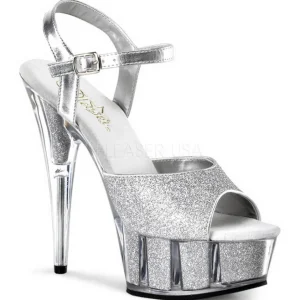 Argent Glitter 15 cm DELIGHT-609-5G Talons Hauts Plateforme