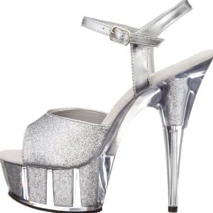 Argent Glitter 15 cm DELIGHT-609-5G Talons Hauts Plateforme