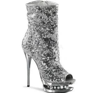 Argent Paillettes 15,5 cm BLONDIE-R-1008 Plateforme Bottines Femmes