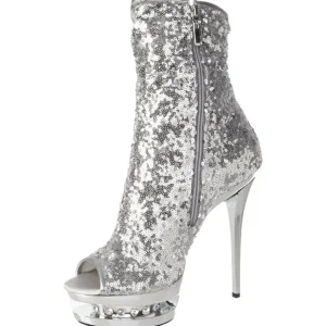 Argent Paillettes 15,5 cm BLONDIE-R-1008 Plateforme Bottines Femmes