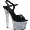 Argent paillettes 18 cm Pleaser SKY-309LG chaussure à talons de pole dance