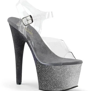 Argent paillettes 18 cm Pleaser ADORE-708OMBRE chaussure à talons de pole dance