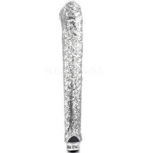 Argent Paillettes 15 cm PLEASER BLONDIE-R-3011 Cuissardes Haut Talon