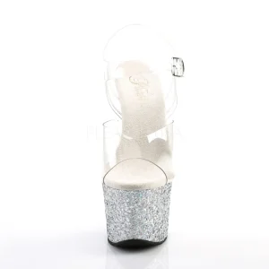 Argent paillettes 18 cm Pleaser SKY-308LG chaussure à talons de pole dance