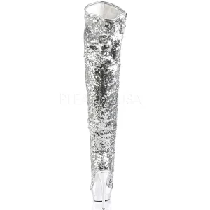 Argent Paillettes 15 cm PLEASER BLONDIE-R-3011 Cuissardes Haut Talon